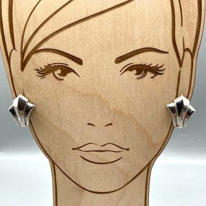 Vintage Baroque Flourish Earrings, Silver Tone Clip On Ornate